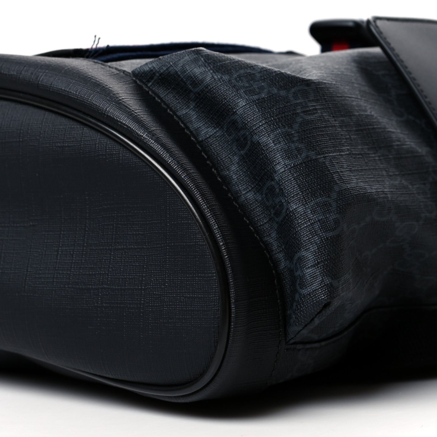 Soft GG Supreme Monogram Appia Calfskin Web Double Buckle Backpack Black