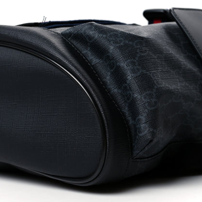 Gucci Soft GG Supreme Monogram Appia Calfskin Web Double Buckle Backpack Black 11 of 11