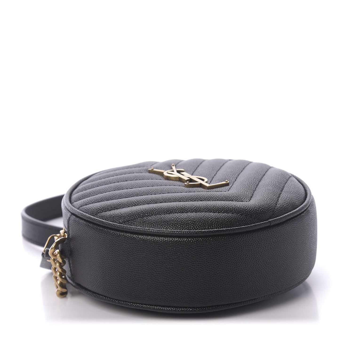 Grain De Poudre Matelasse Chevron Quilted Round Vinyle Camera Bag Black
