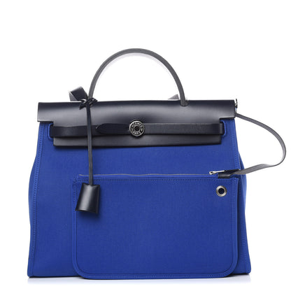 Hermes Toile Vache Hunter Herbag Zip 31 PM Bleu Electrique Bleu Indigo 1 of 11