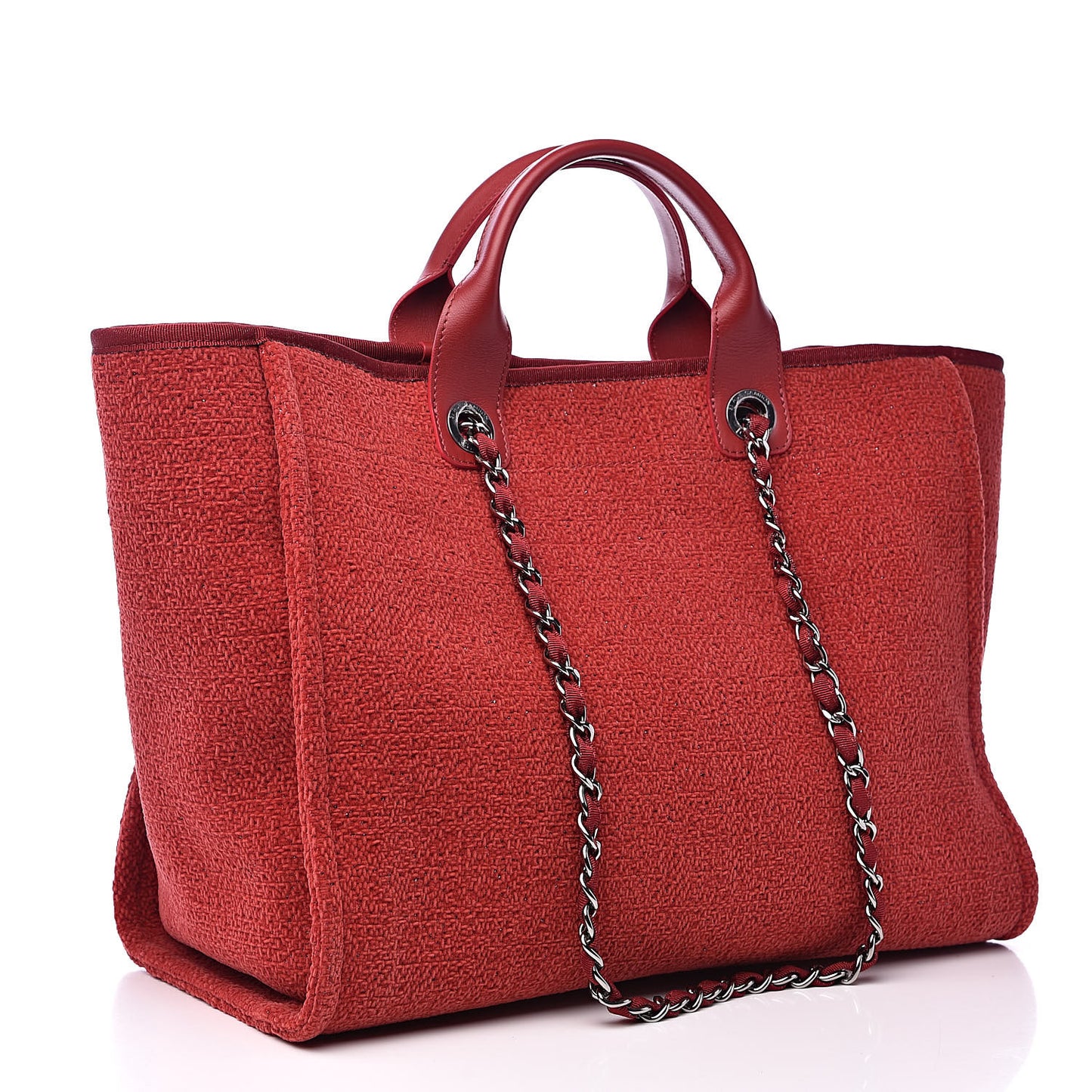 Lurex Boucle Large Deauville Tote Red