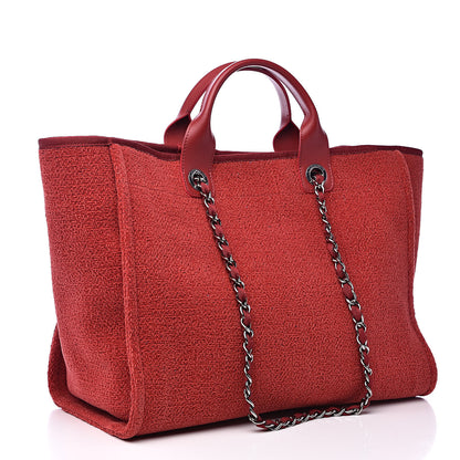 Chanel Lurex Boucle Large Deauville Tote Red 3 of 10