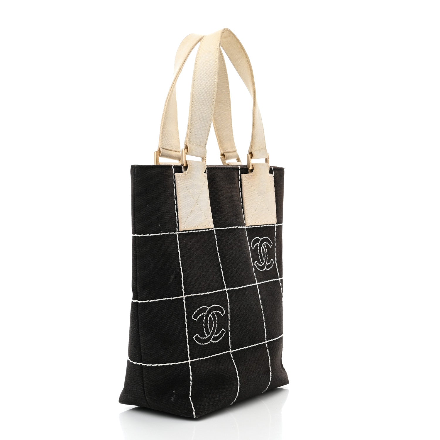 Chanel Canvas Square Stitched CC Small Tote Bag Black 3 of 19