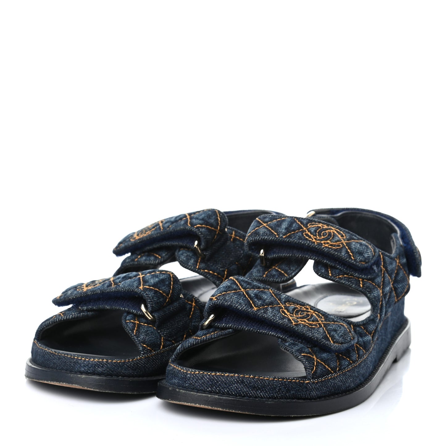 Denim Velcro Dad Sandals 36 Navy Blue