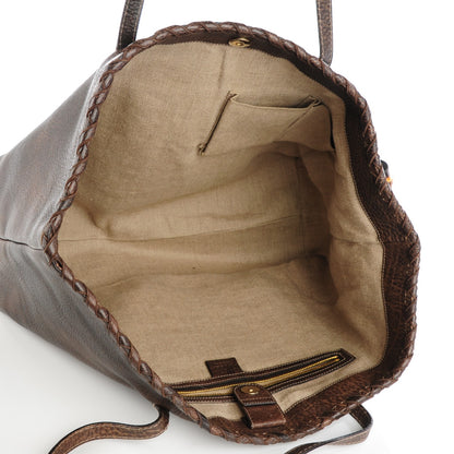 Gucci Pebbled Calfskin Bamboo Tassel Tote Brown 5 of 7