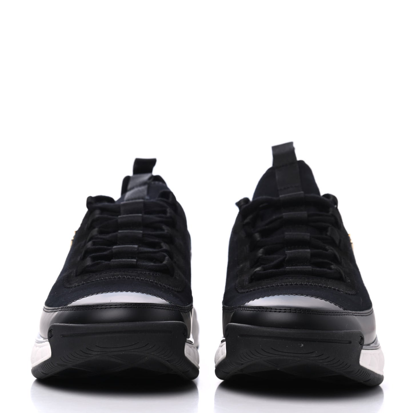 Velvet Calfskin Mixed Fibers CC Sneakers 41 Black