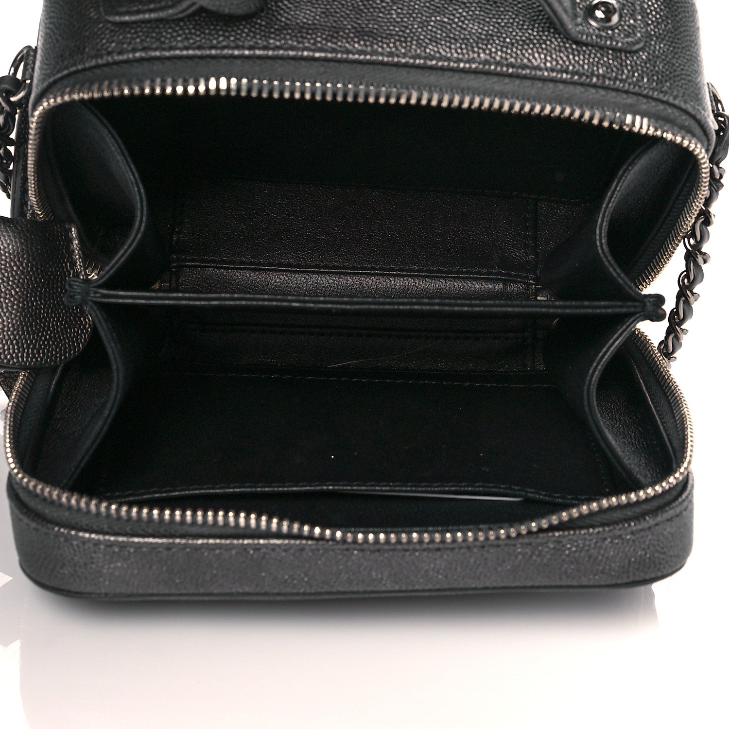 Chanel Caviar Quilted Small CC Filigree Vanity Case Dark Silver 4 of 9