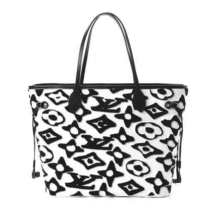 Louis Vuitton X UF Tufted Monogram Neverfull MM Black White 1 of 11