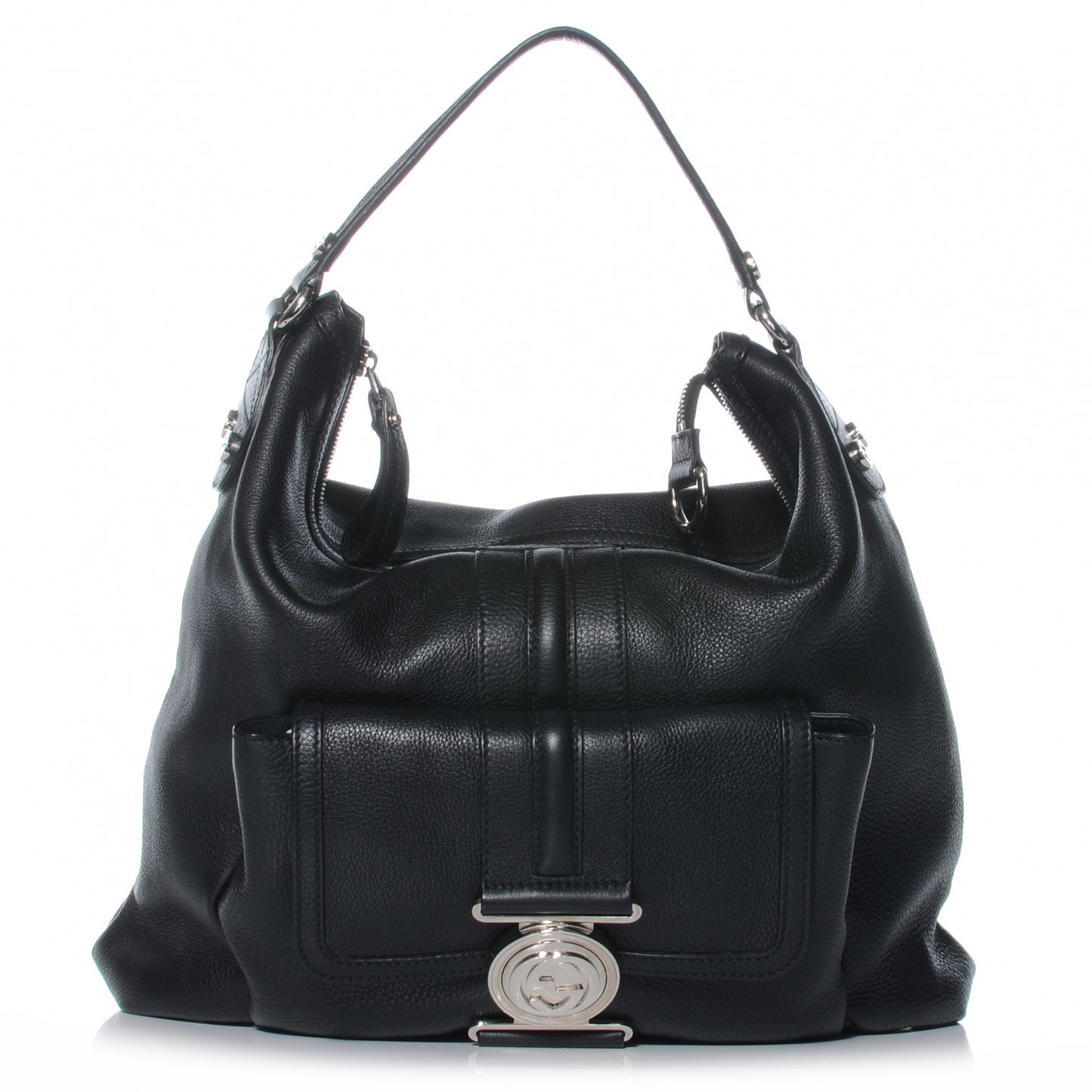 Pebbled Calfskin G Coin Medium Hobo Black