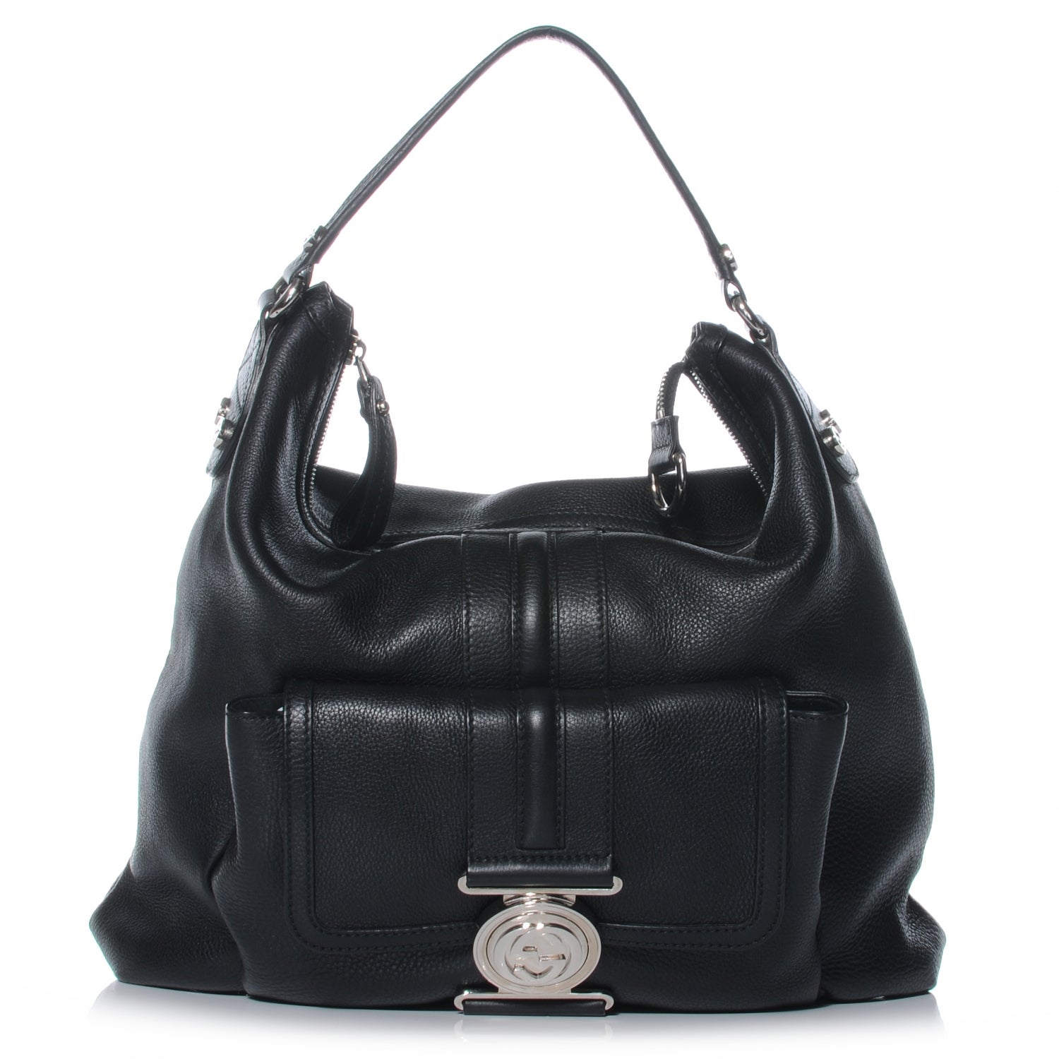 Gucci Pebbled Calfskin G Coin Medium Hobo Black 1 of 7