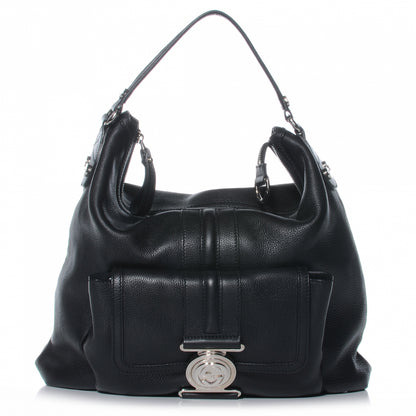 Gucci Pebbled Calfskin G Coin Medium Hobo Black 1 of 7