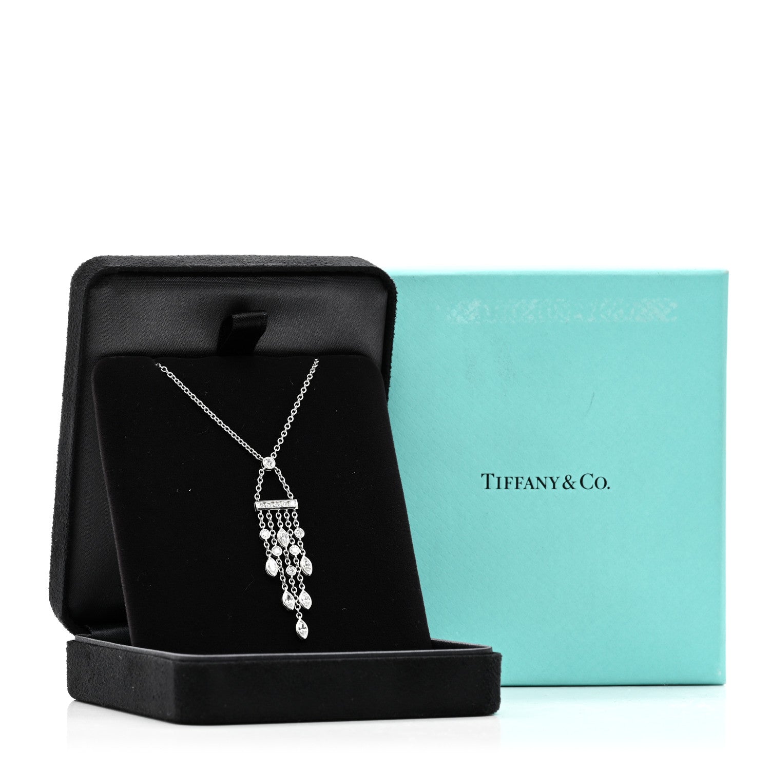 Tiffany Platinum Diamond Swing Chandelier Pendant Necklace 5 of 5