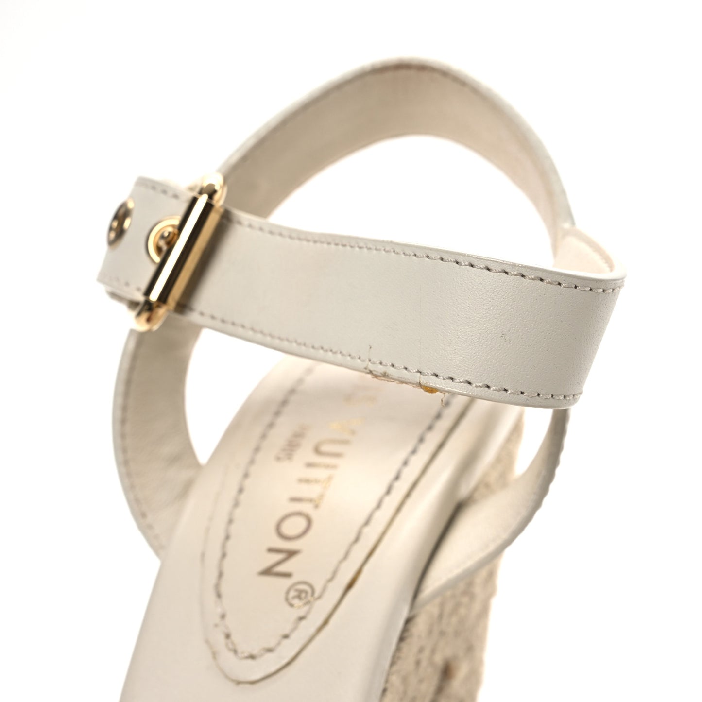 Canvas Monogram Starboard Espadrille Wedge Sandals 37.5 Beige White 37.5 Beige White