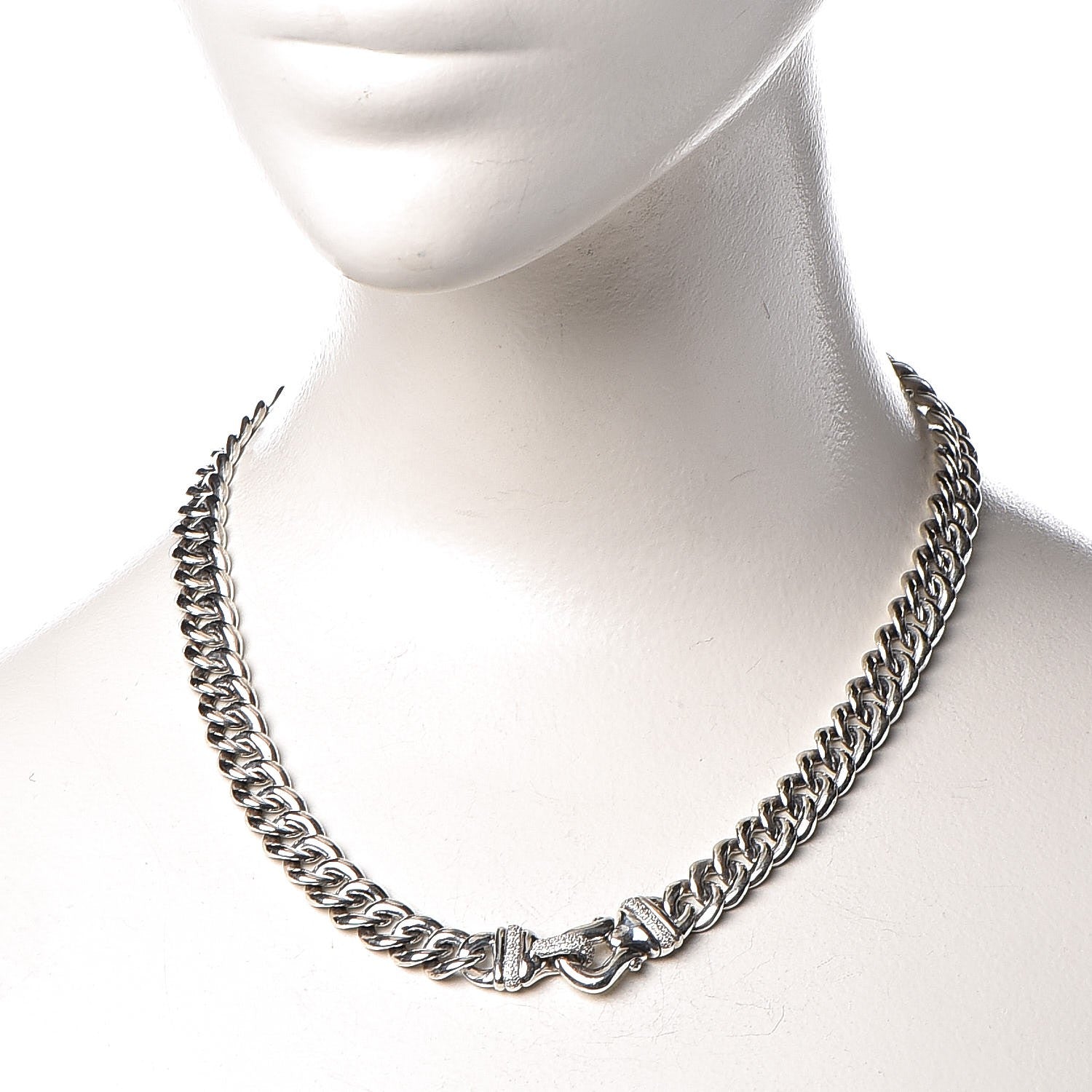 David Yurman Sterling Silver Diamond Buckle Chain Necklace 2 of 6