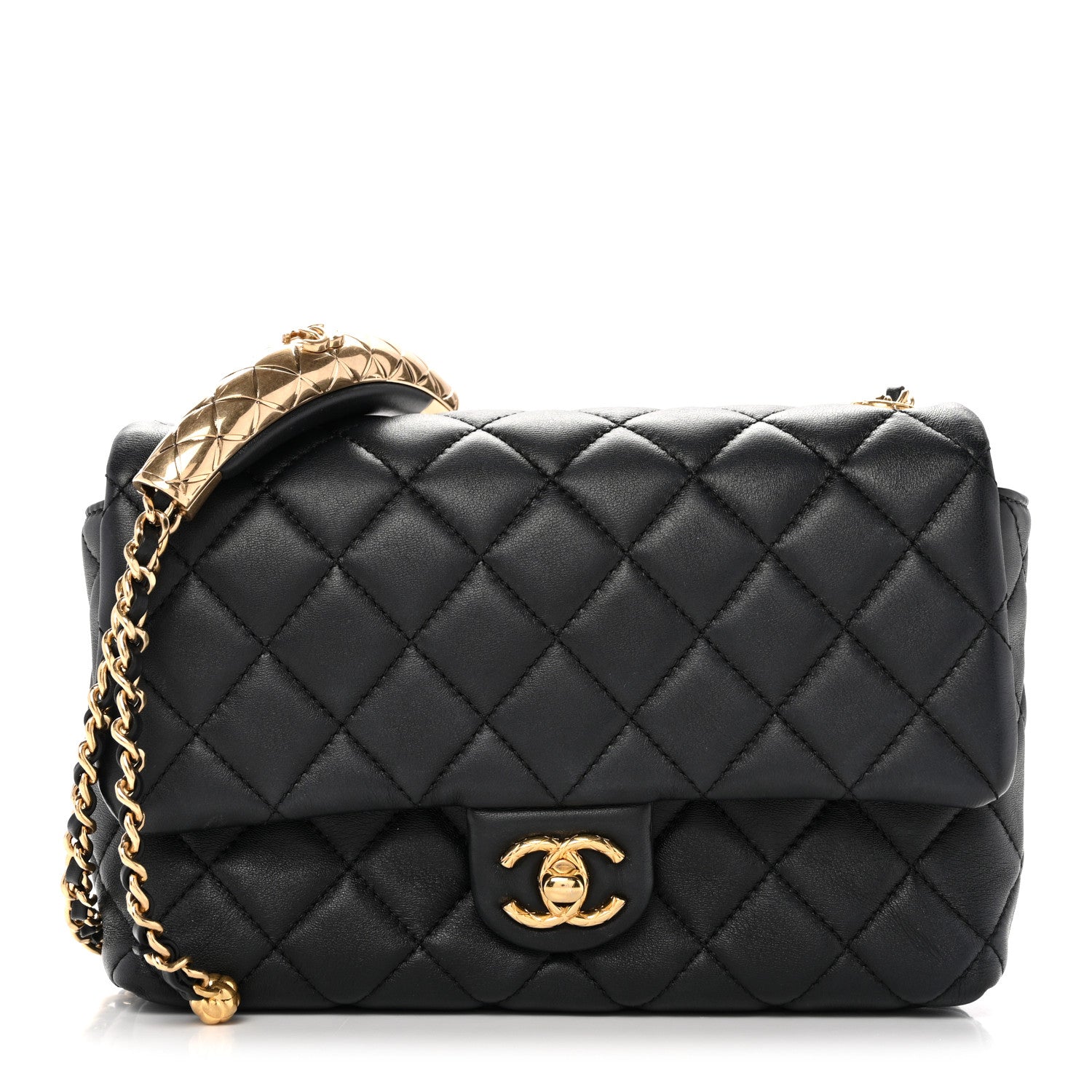 Chanel Lambskin Quilted Mini Quilted Handle Crush Flap Black 1 of 13