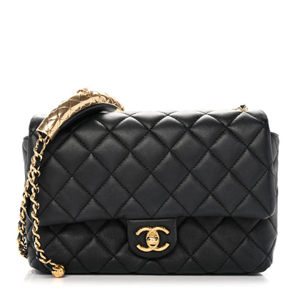 Chanel Lambskin Quilted Mini Quilted Handle Crush Flap Black 1 of 13