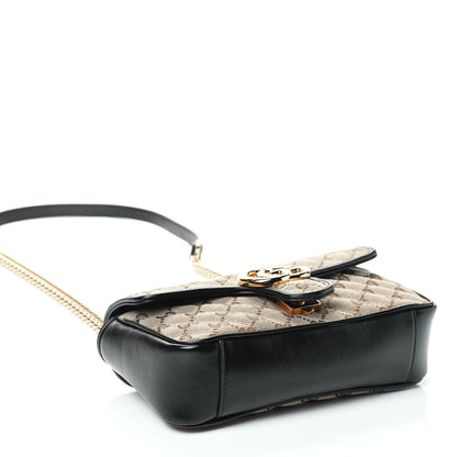 Gucci Monogram Matelasse Diagonal Mini GG Marmont Shoulder Bag Beige Black 3 of 4