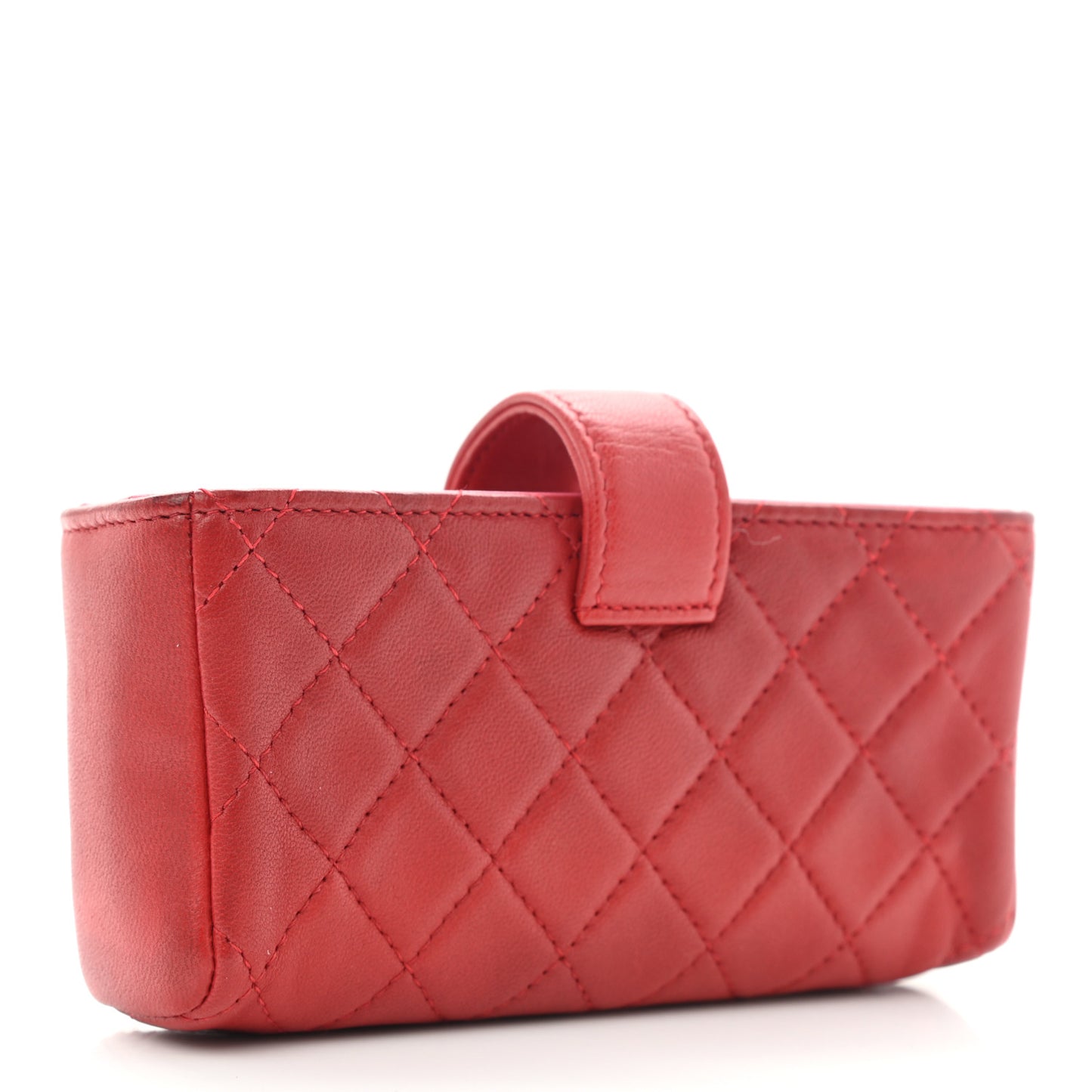 Lambskin Quilted Mini Phone Holder Clutch Red Pink