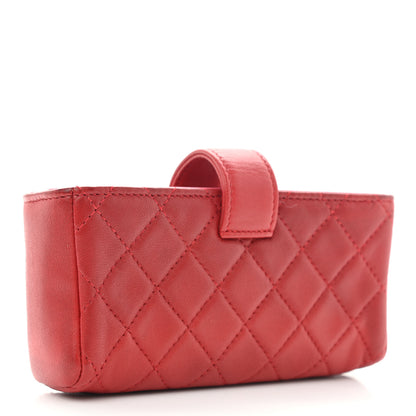 Chanel Lambskin Quilted Mini Phone Holder Clutch Red Pink 3 of 8