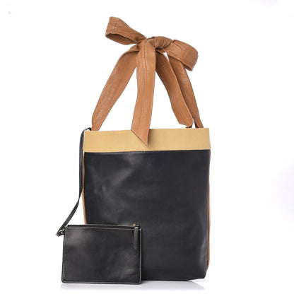 Celine Lambskin Calfskin Band Twisted Cabas Black 2 of 8