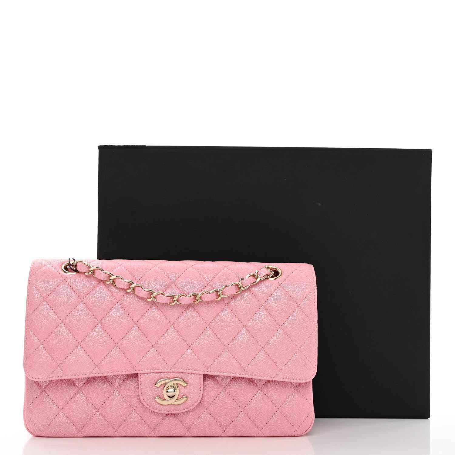 Chanel Iridescent Caviar Quilted Medium Double Flap Rose Pink 11 of 11