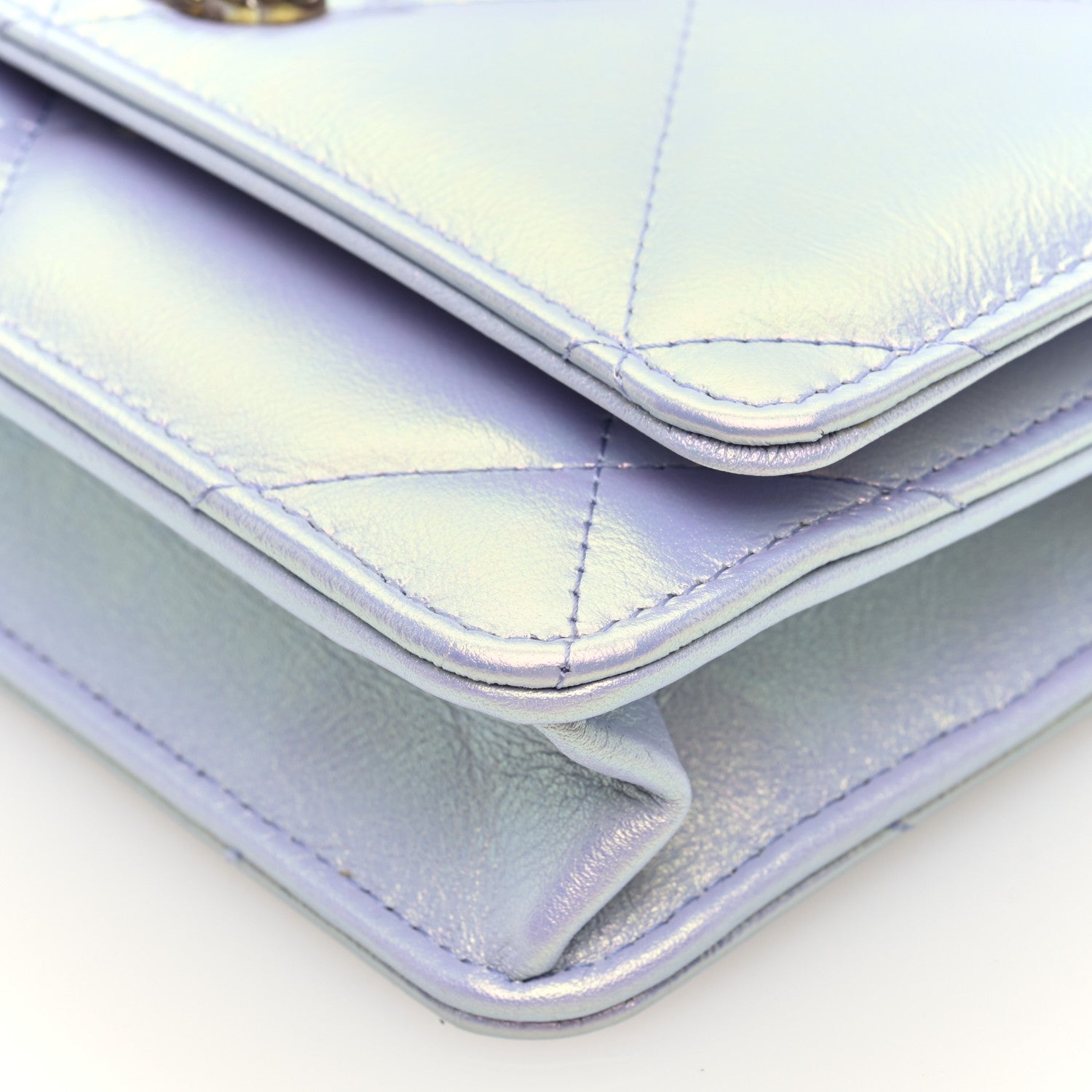 Chanel Iridescent Calfskin Quilted Chanel 19 Wallet On Chain WOC Light Purple 10 of 10