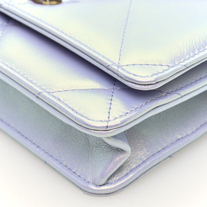 Chanel Iridescent Calfskin Quilted Chanel 19 Wallet On Chain WOC Light Purple 10 of 10