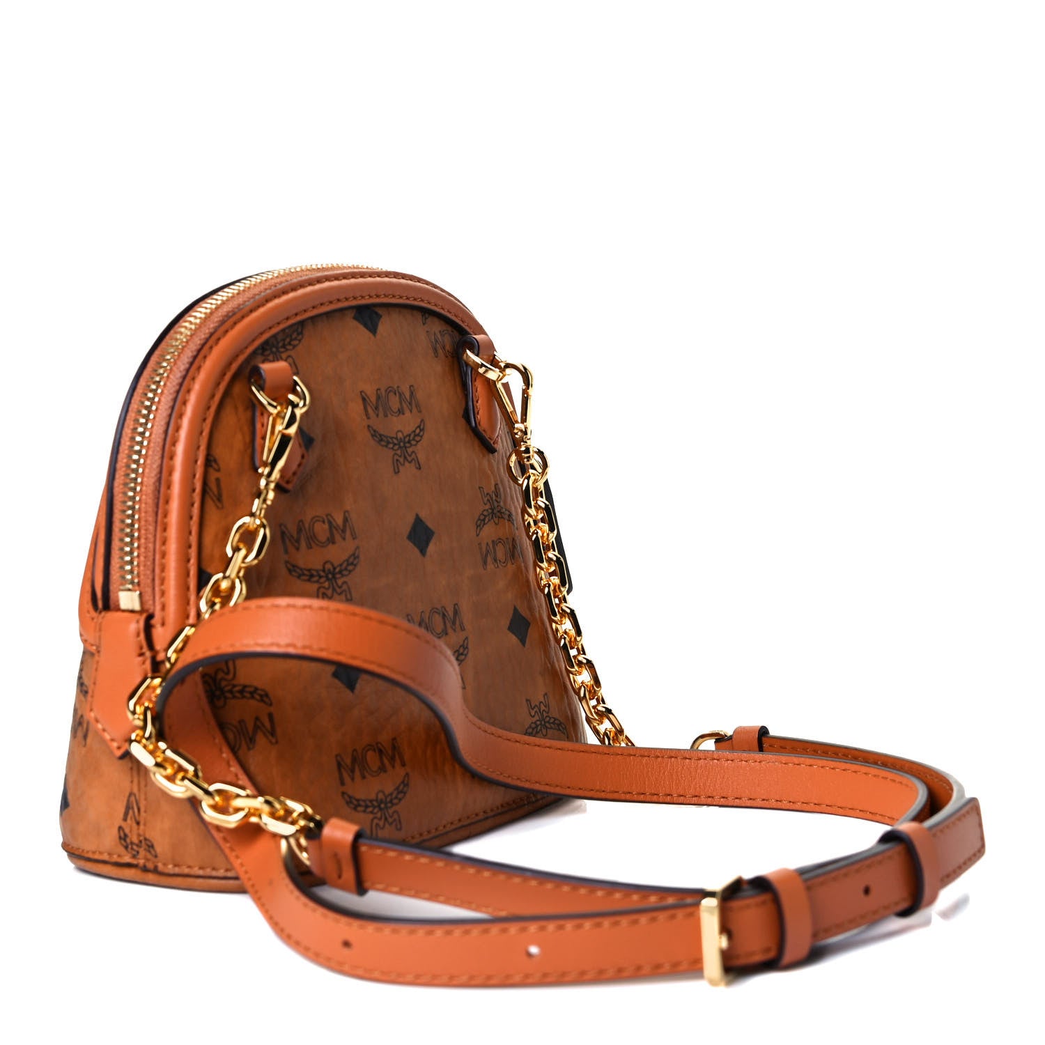 MCM Visetos Mini Anna Crossbody Bag Cognac 2 of 12