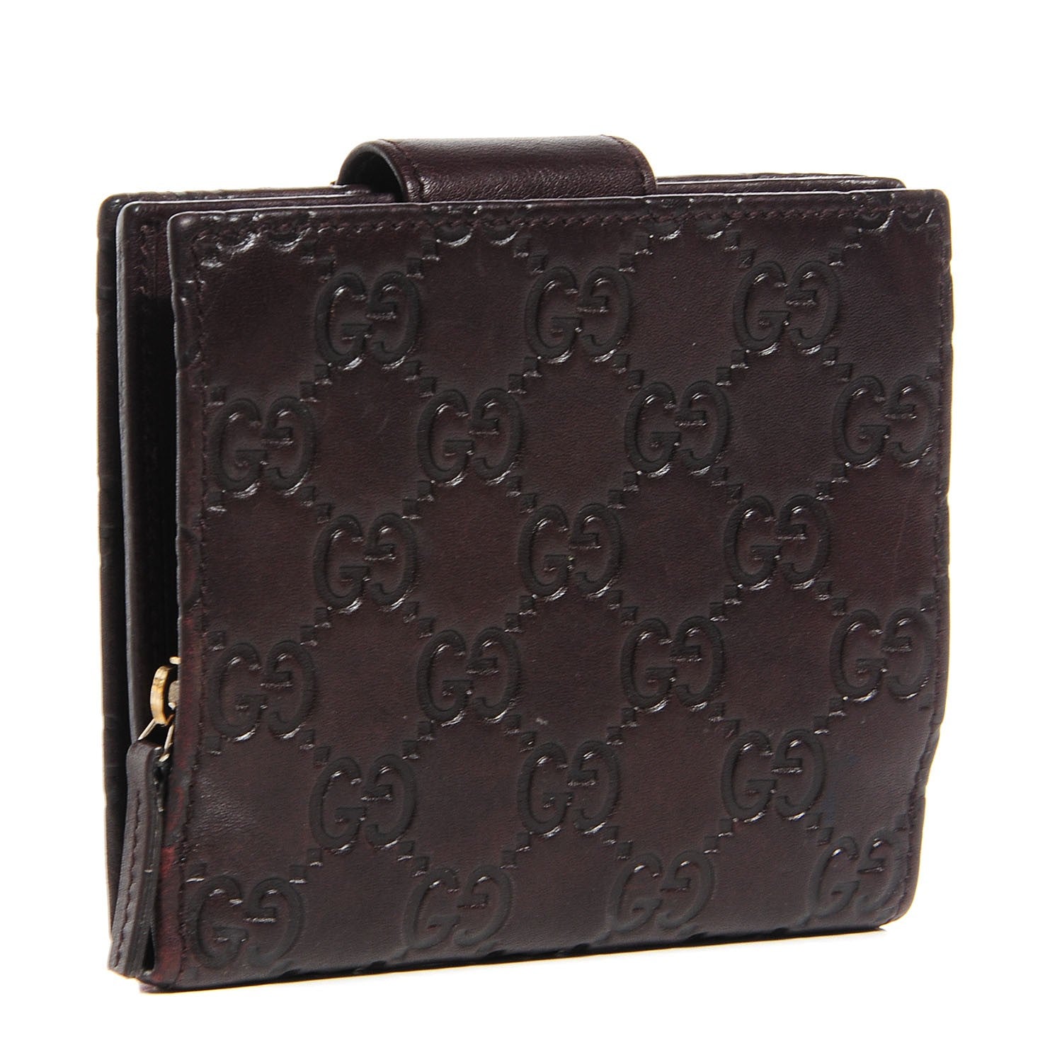 Gucci Guccissima D Ring Compact Wallet Chocolate Brown 3 of 8