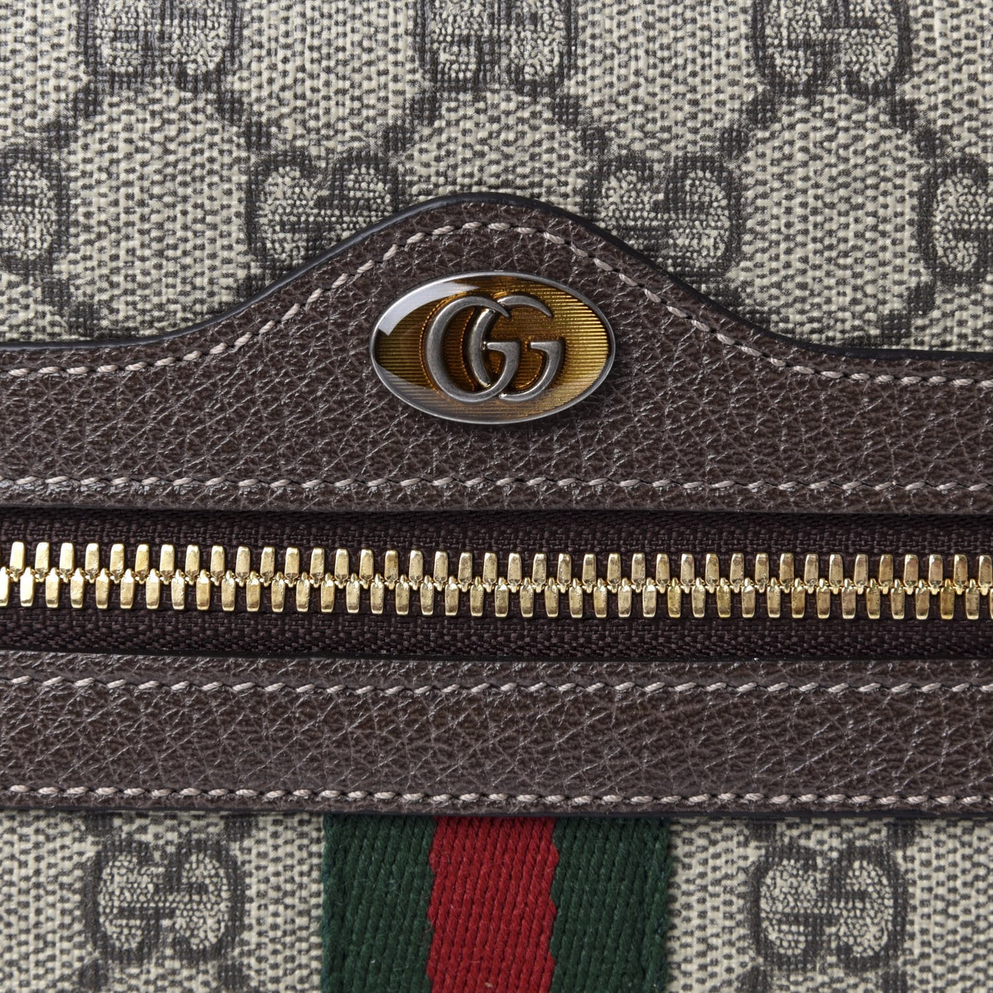 GG Supreme Monogram Web Small Ophidia Belt Bag 75 30 Dark Brown