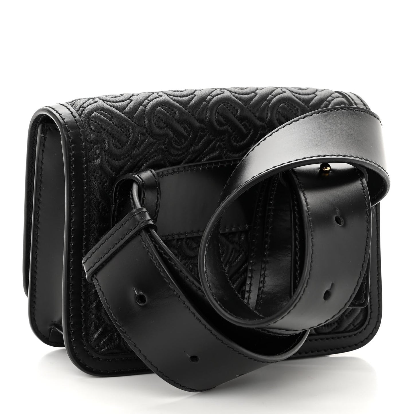 Lambskin Embossed Monogram TB Bum Bag Black