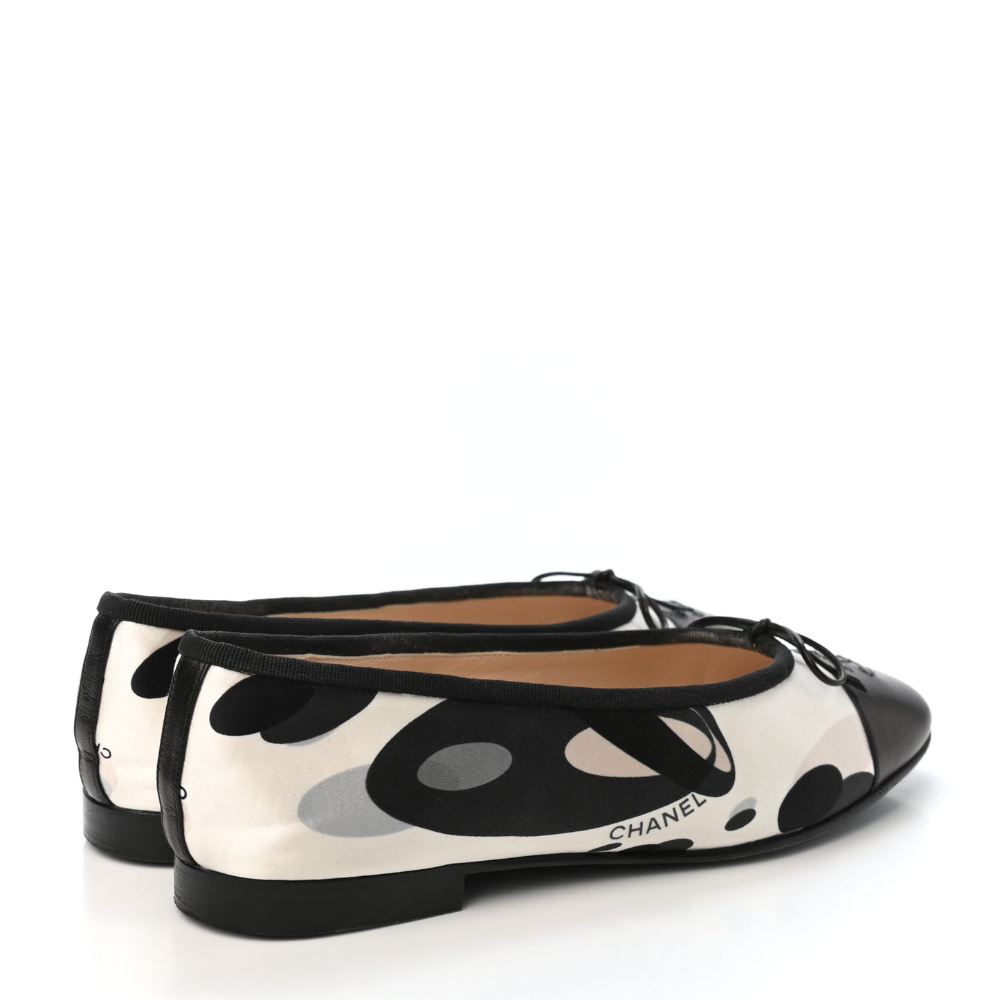 Printed Fabric CC Cap Toe Ballerina Flats 38 Black