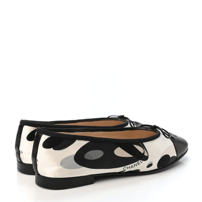 Chanel Printed Fabric CC Cap Toe Ballerina Flats 38 Black 3 of 4