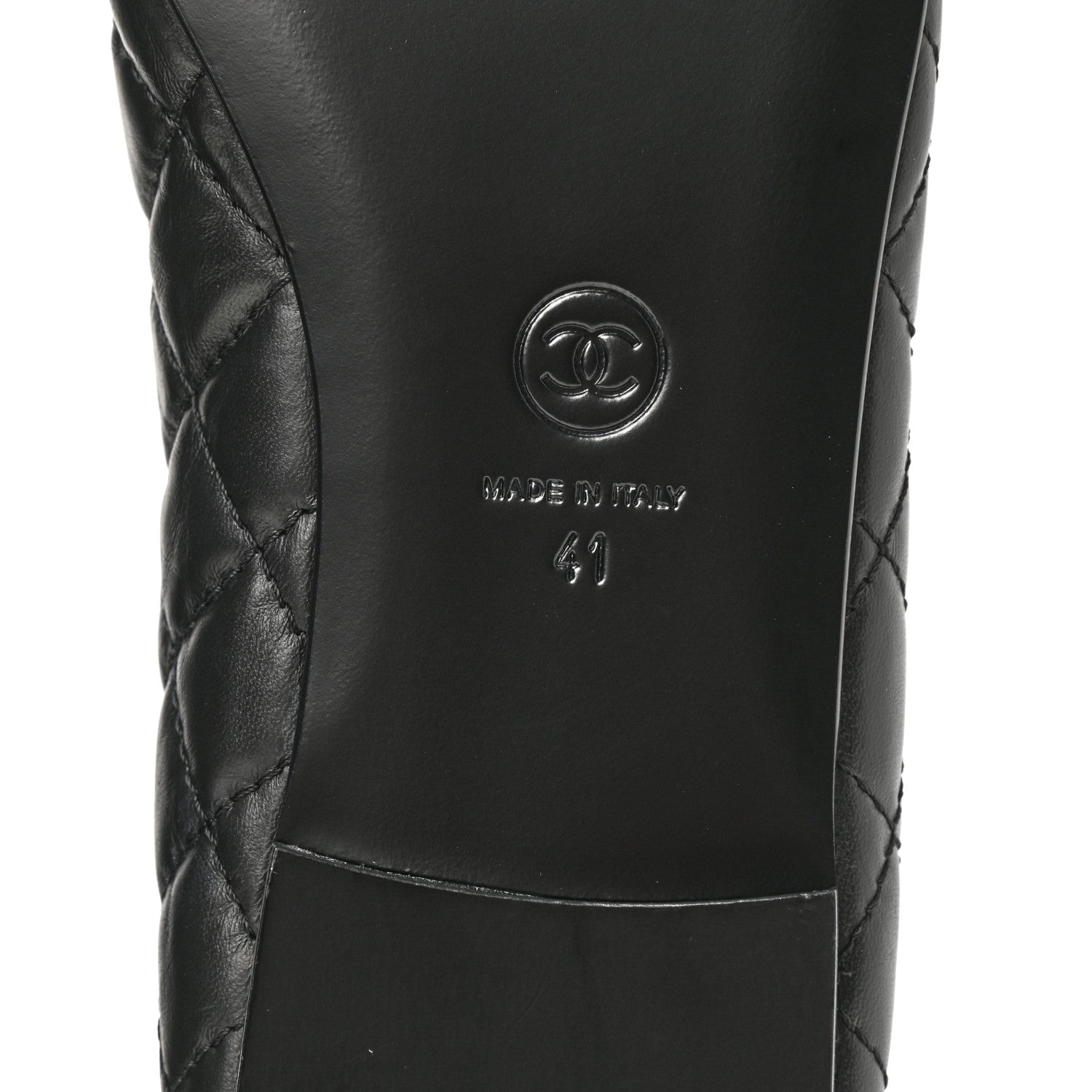 Chanel Aged Calfskin Quilted Cap Toe Ballerina Flats 41 Black 6 of 9