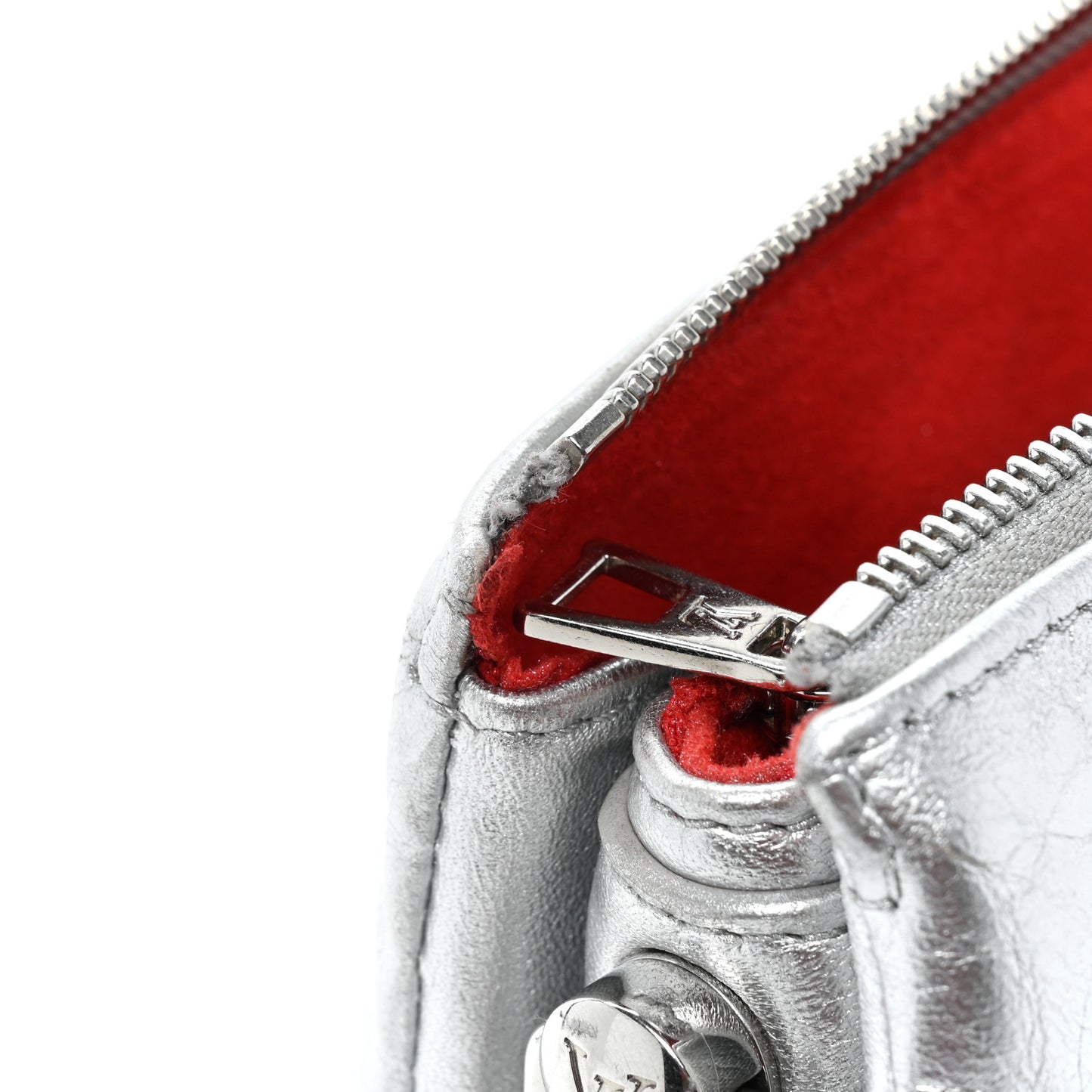 Metallic Lambskin Embossed Monogram Coussin PM Silver