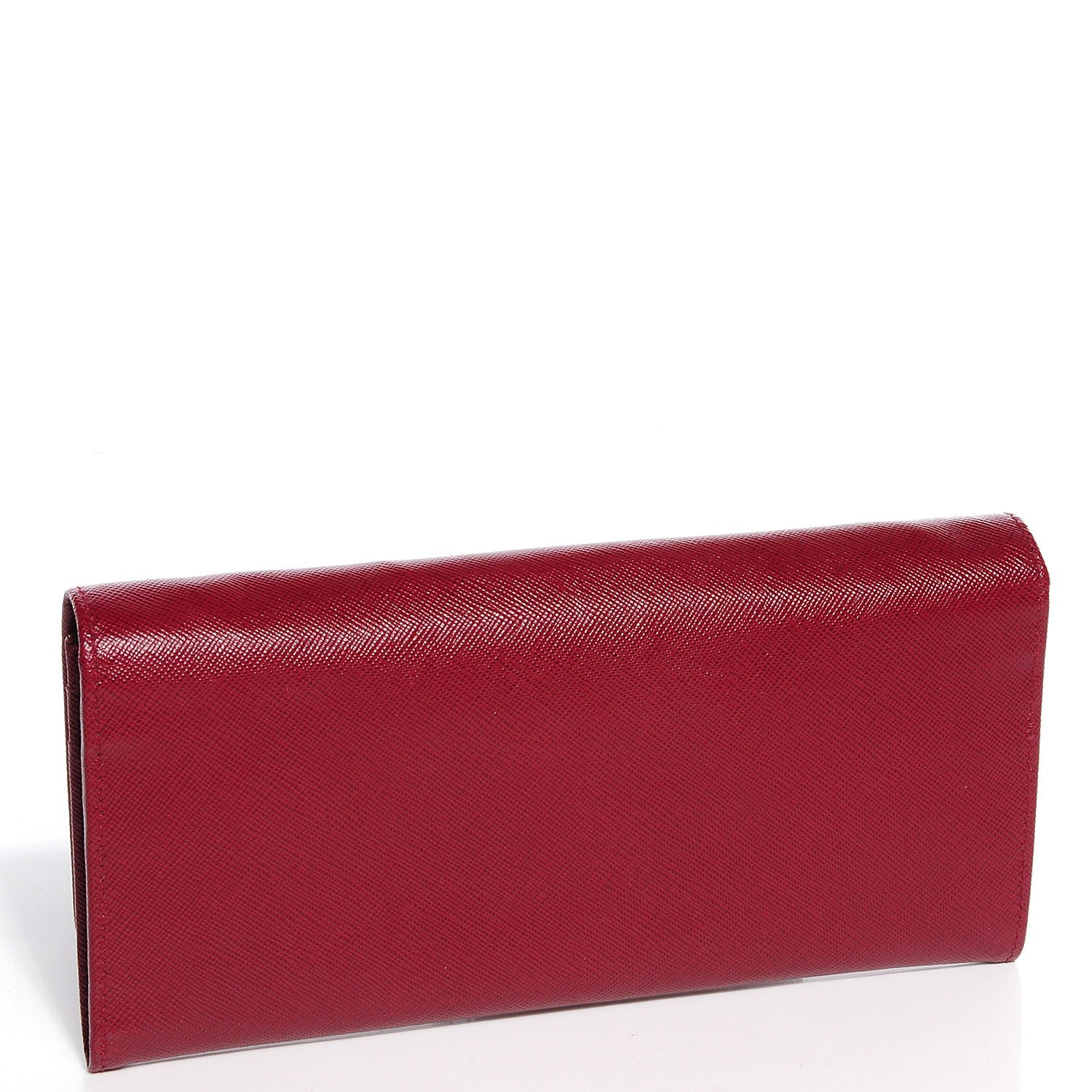 Prada Saffiano Metal Oro Chain Wallet Cherry 3 of 10