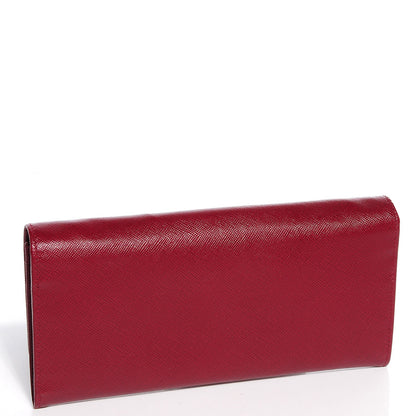 Prada Saffiano Metal Oro Chain Wallet Cherry 3 of 10