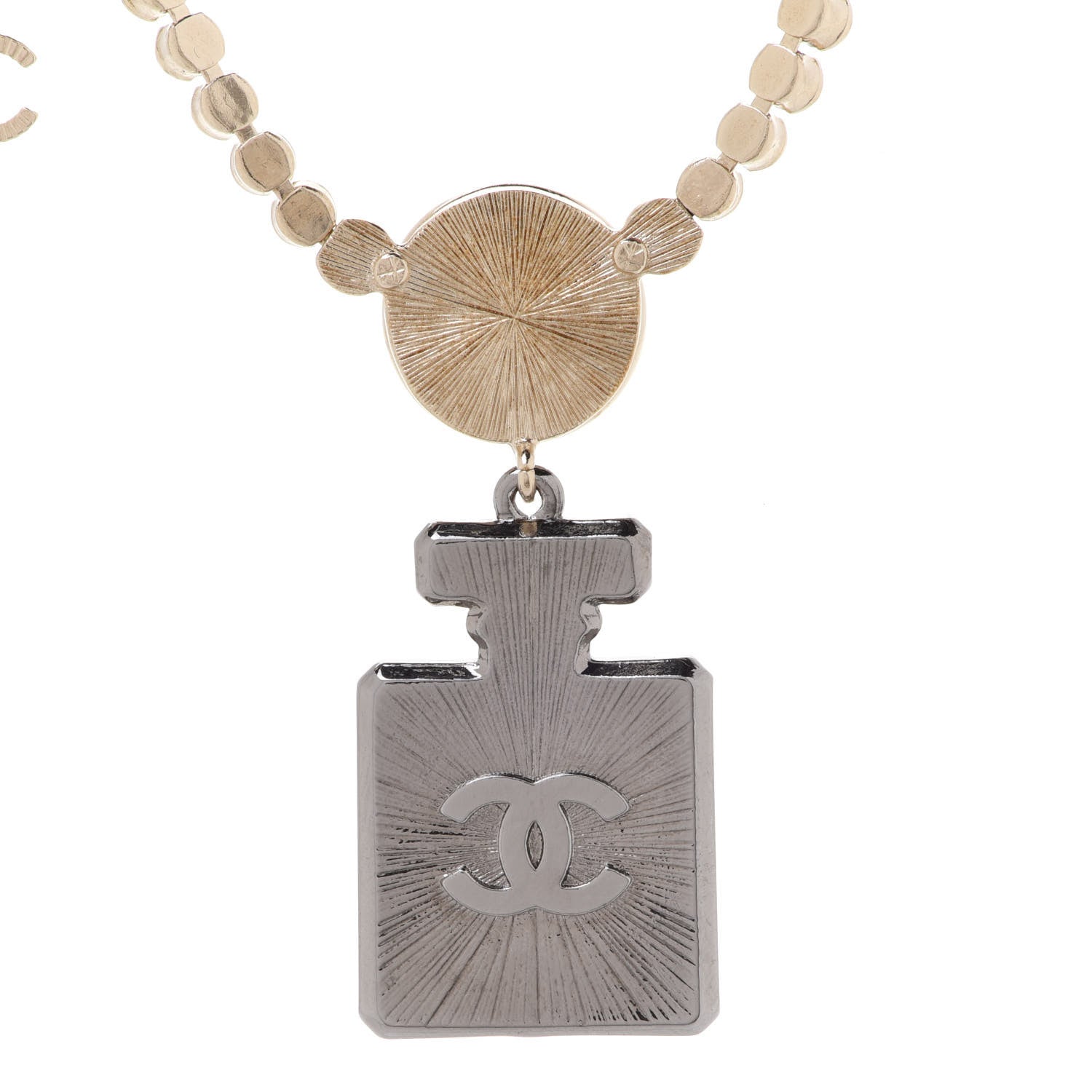 Chanel Crystal CC Perfume Bottle Necklace Gold 5 of 7