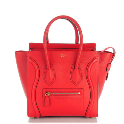 Celine Drummed Calfskin Micro Luggage Coquelicot 1 of 7