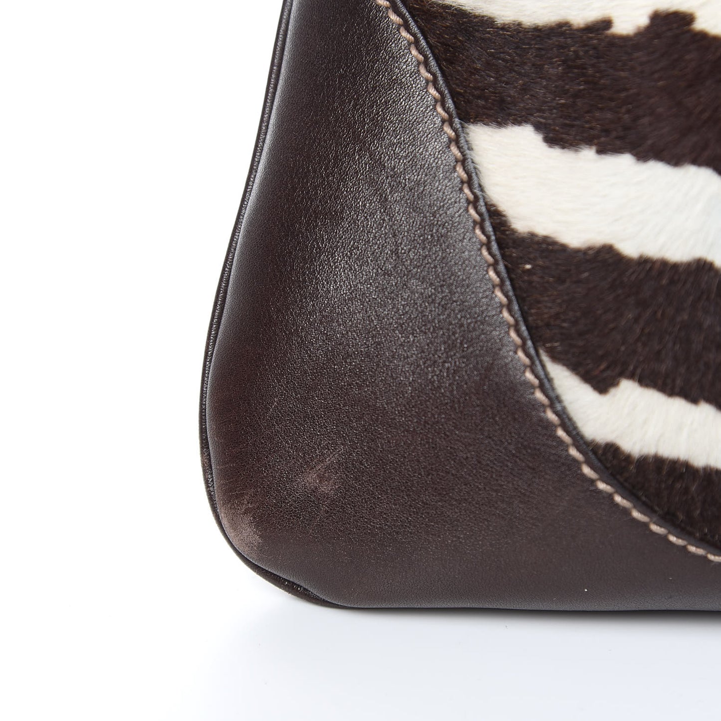 Calf Hair Zebra Print Medium Jackie O Bouvier Hobo Brown