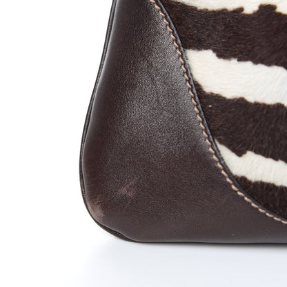 Gucci Calf Hair Zebra Print Medium Jackie O Bouvier Hobo Brown 12 of 13