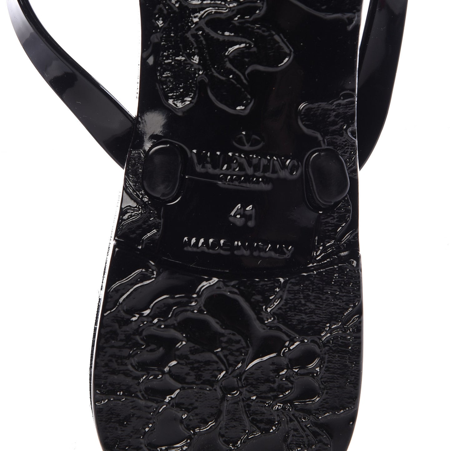 PVC Jelly Rockstud Bow Thong Sandals 41 Black
