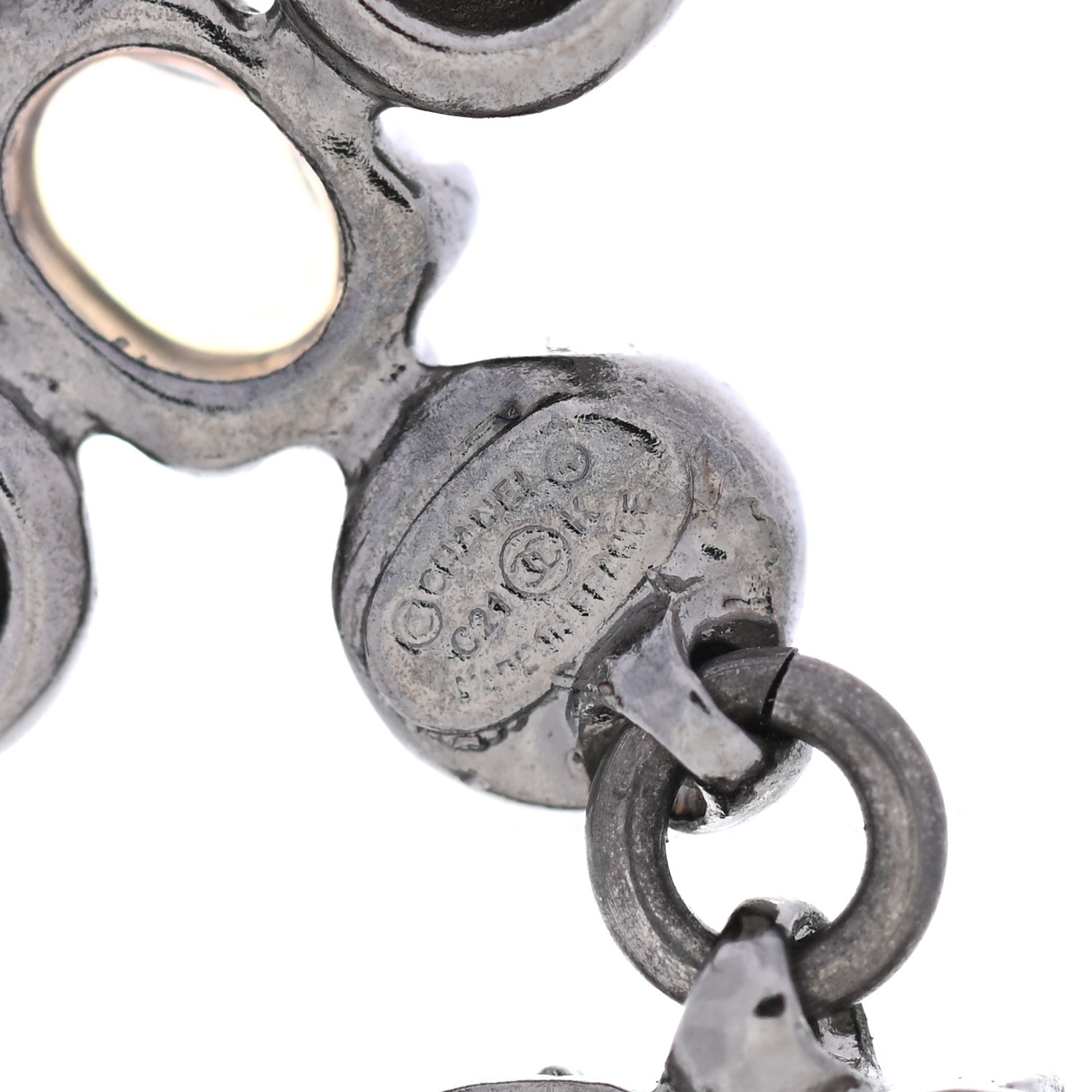 Chanel Ruthenium Crystal CC Drop Earrings 4 of 4