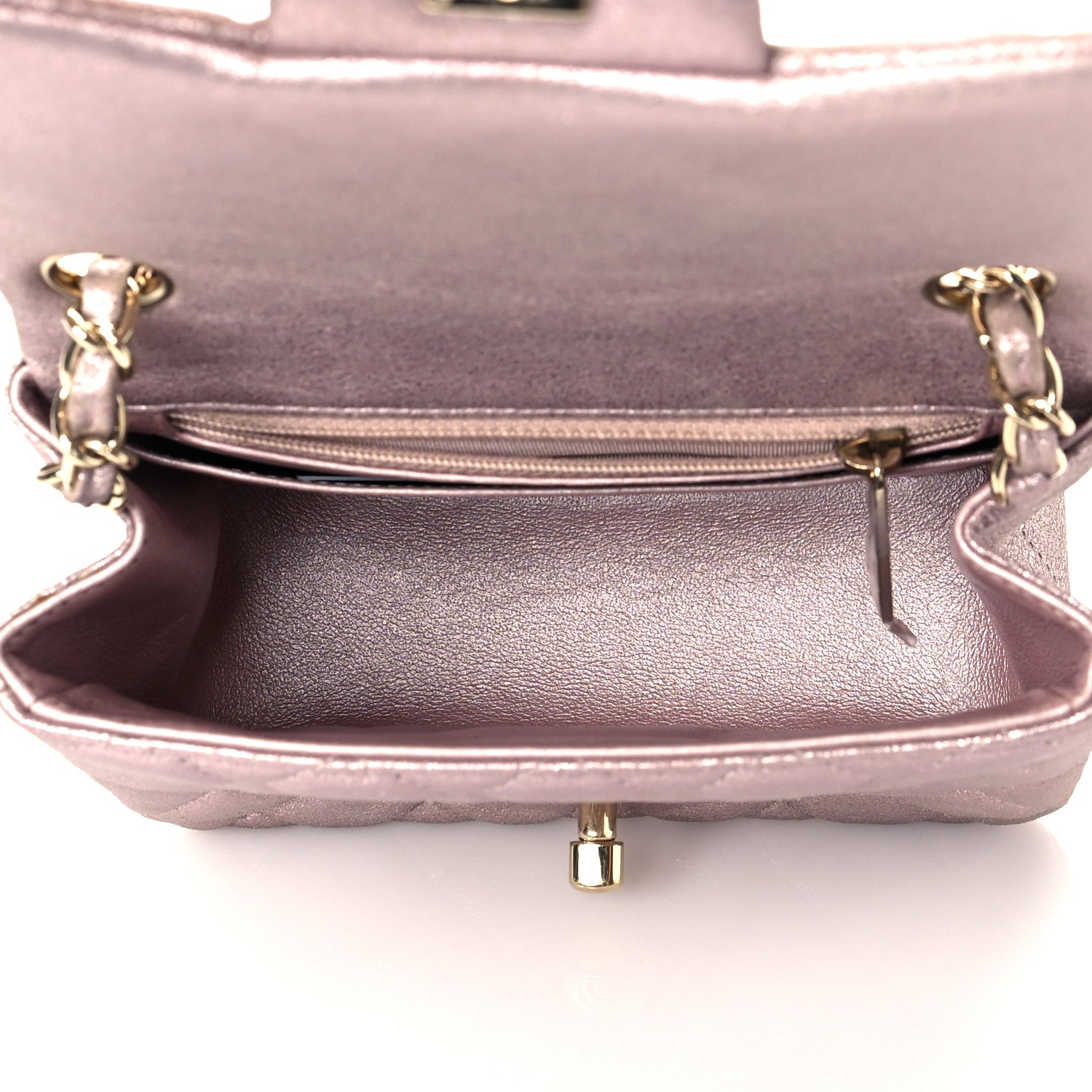 Chanel Iridescent Calfskin Quilted Mini Square Flap Light Pink 5 of 13