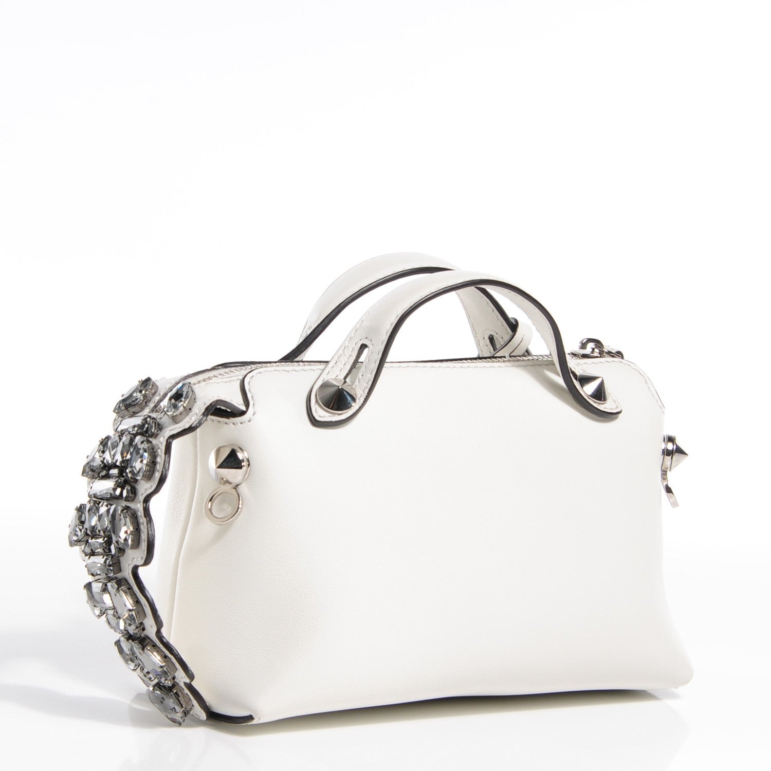 Fendi Vitello Dolce Crystal Croc Tail Mini By The Way Boston Bag White 4 of 10