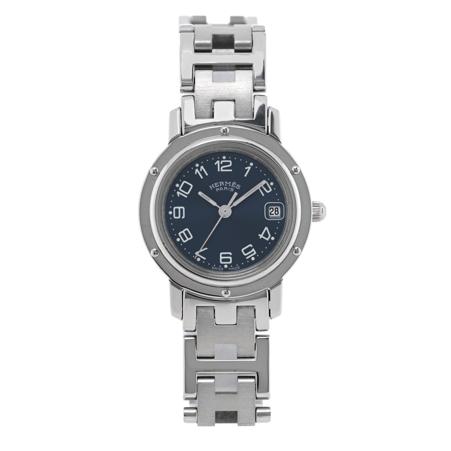 Hermes Stainless Steel 24mm Clipper Quartz Watch Blue 1 of 5