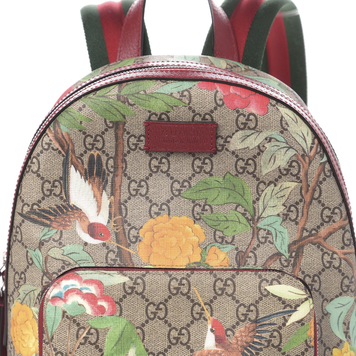 Gucci GG Supreme Monogram Tian Web Small Day Backpack Beige Multicolor Red 17 of 18