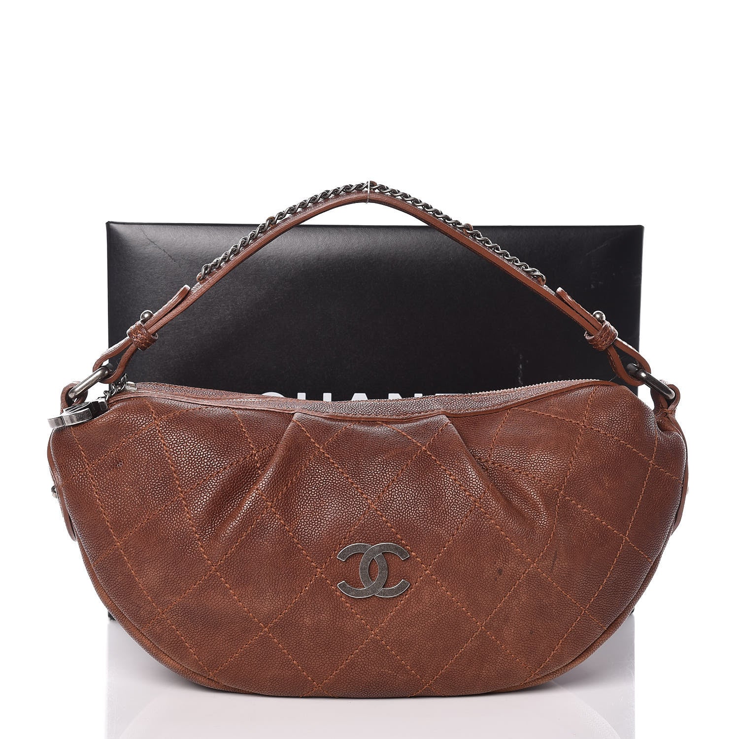 Chanel Distressed Caviar Outdoor Ligne Hobo Brown 18 of 18