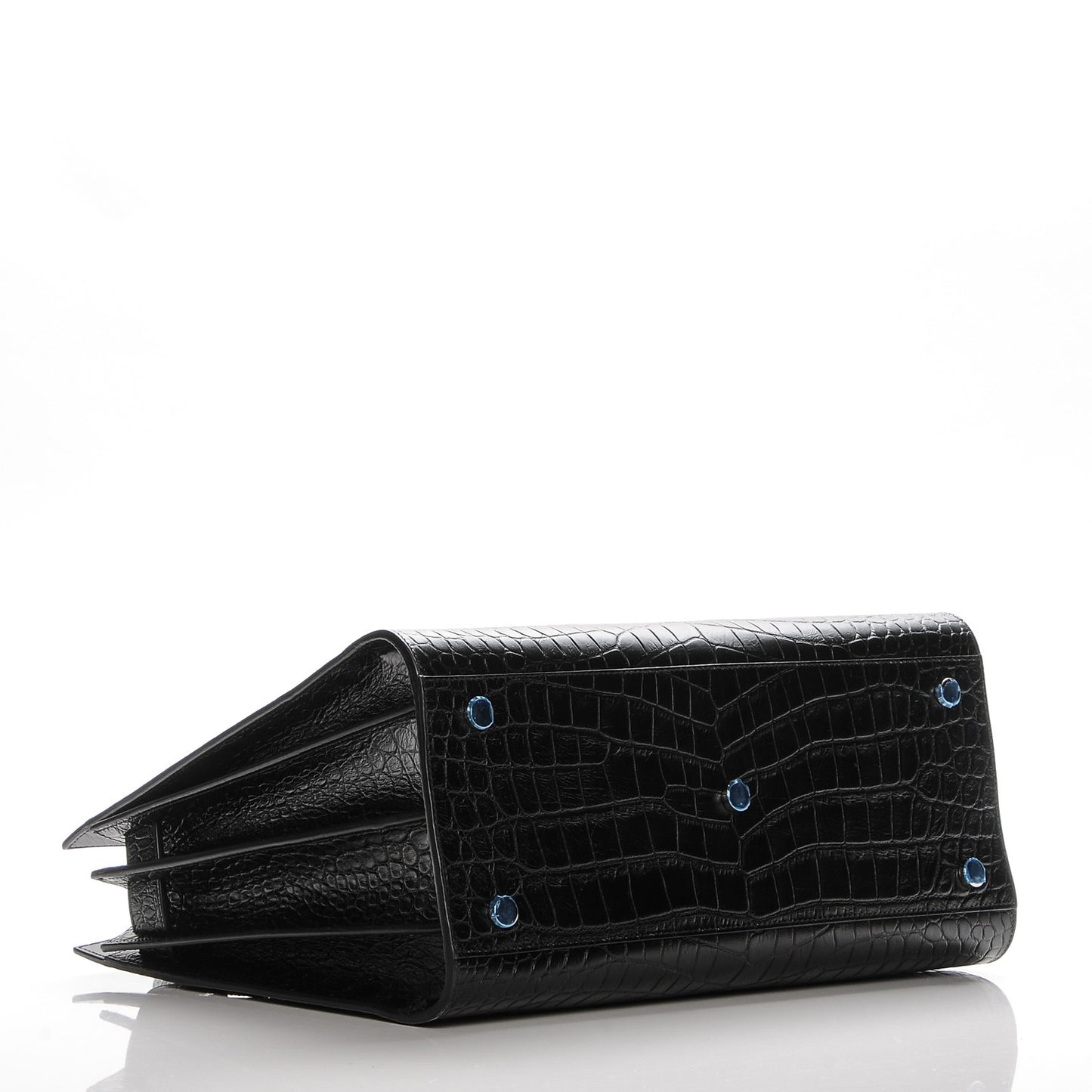 Calfskin Crocodile Embossed Small Sac de Jour Black