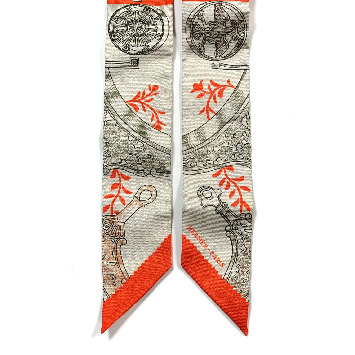 Hermes Silk Etriers Remix Twilly Verveine Orange Kaki 2 of 4